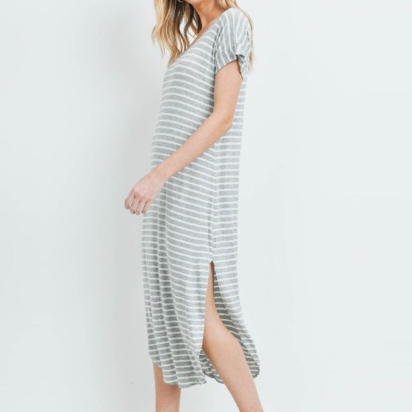 Casual T-Shirt Maxi Dress Gray - Picture 3 of 8